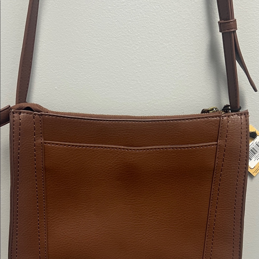 Frye and Co. Dark Brown Embossed Zipped Crossbody Bag - Picture 4 of 8